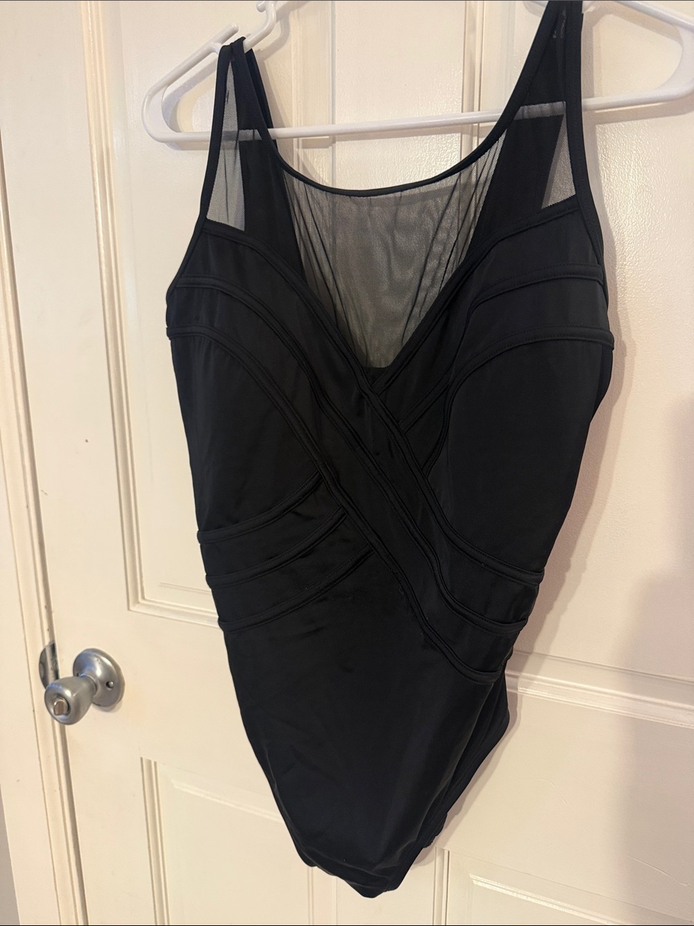 Black Mesh Panel One-Piece Swimsuit